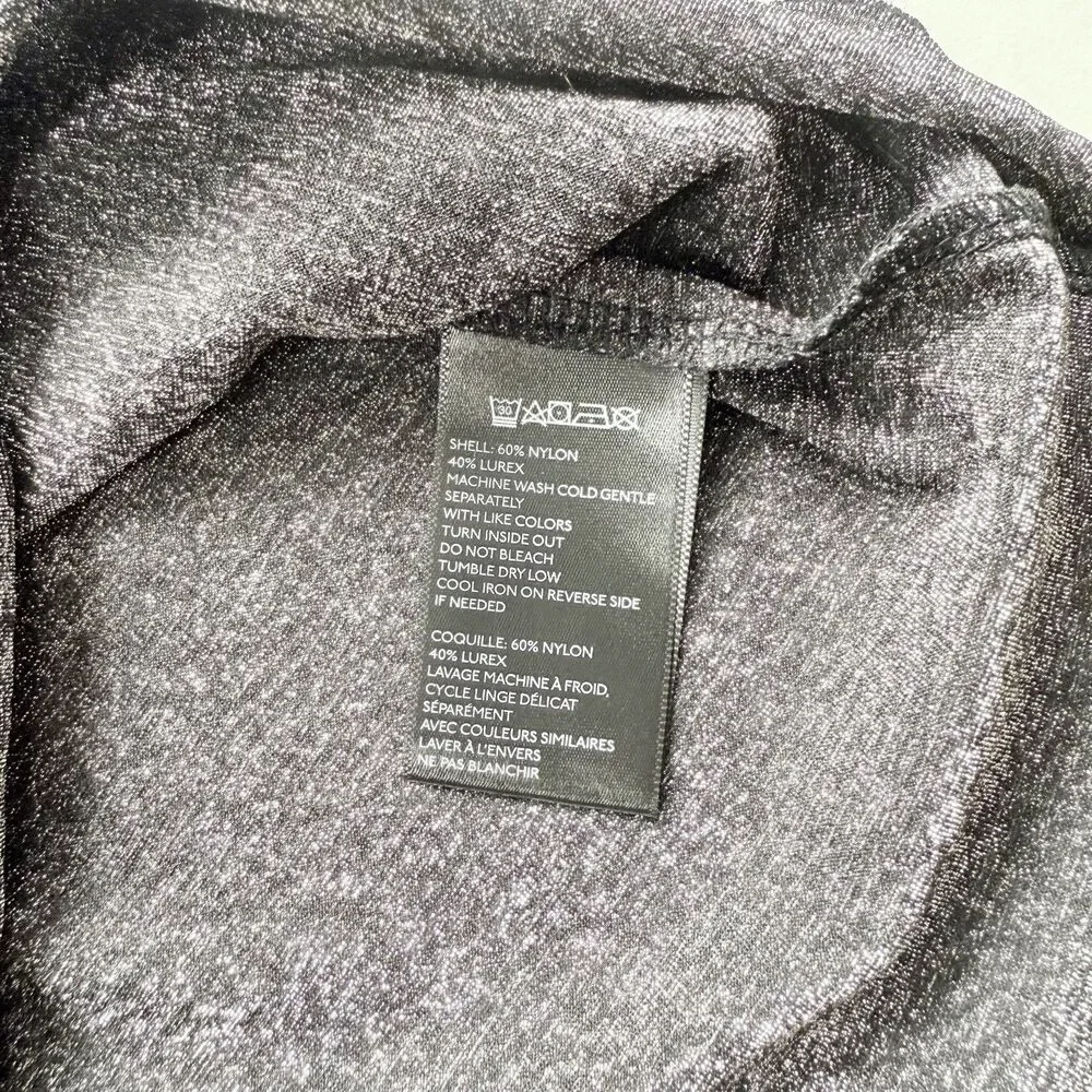 EUC Urban Outfitters Shimmer Y2K Baby T Silver Metallic Crop Top Lettuce Hem XL - Picture 5 of 13